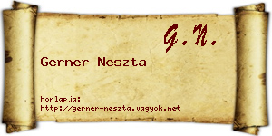 Gerner Neszta névjegykártya